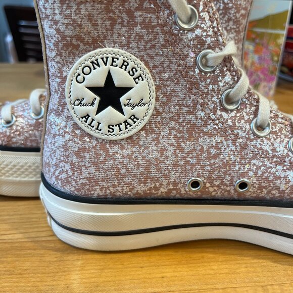 Pink sparkle Converse All-Stars high tops, like new - Picture 3 of 9